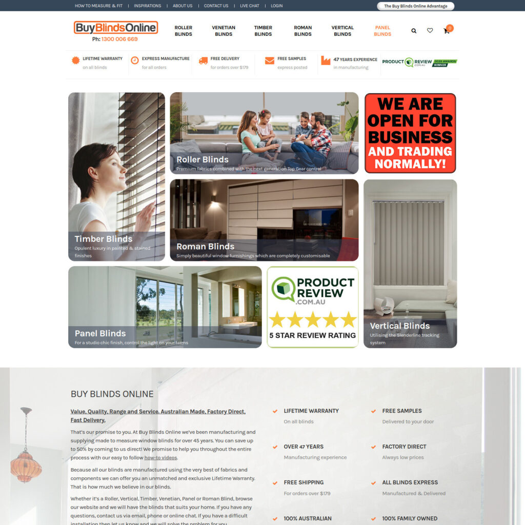 Buy Blinds Online ecommerce case study by AB Web Developers