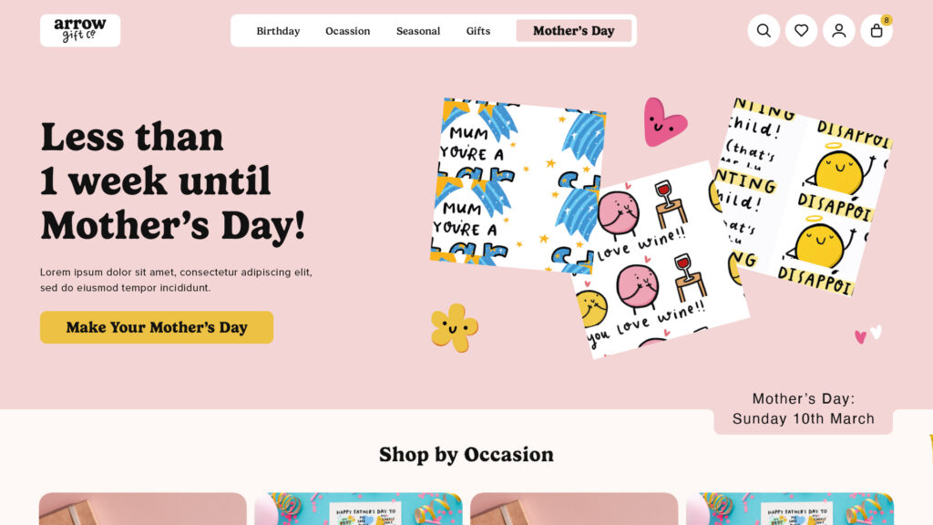 Arrow Gift Co. ecommerce case study by Cake Agency on Shopify