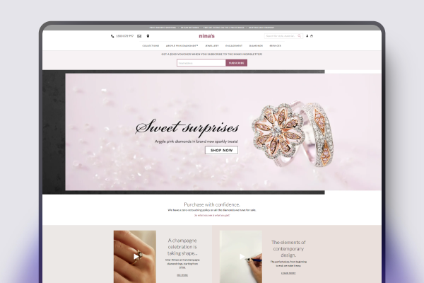 Nina's Jewelry ecommerce case study by Elsner Technologies on Magento