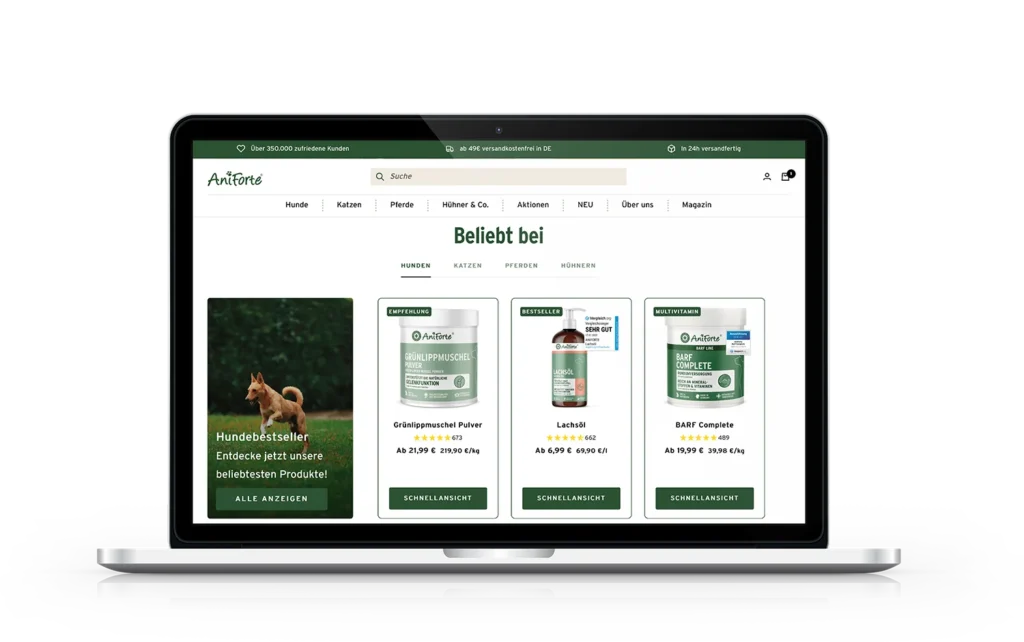 AniForte ecommerce case study by Eshop Guide on Shopify Plus