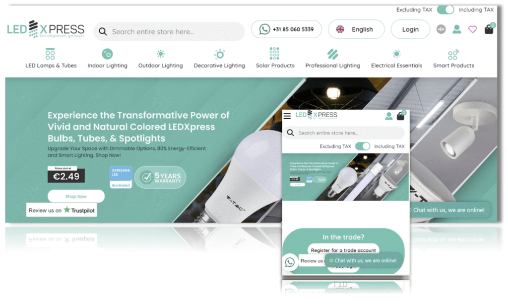 LEDxpress ecommerce case study by qoliber on Magento