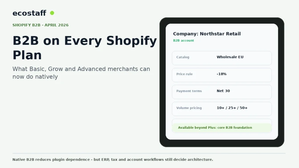 Shopify B2B company account dashboard for non-Plus plans
