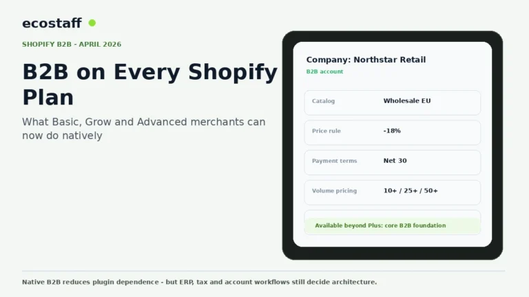 Shopify B2B company account dashboard for non-Plus plans