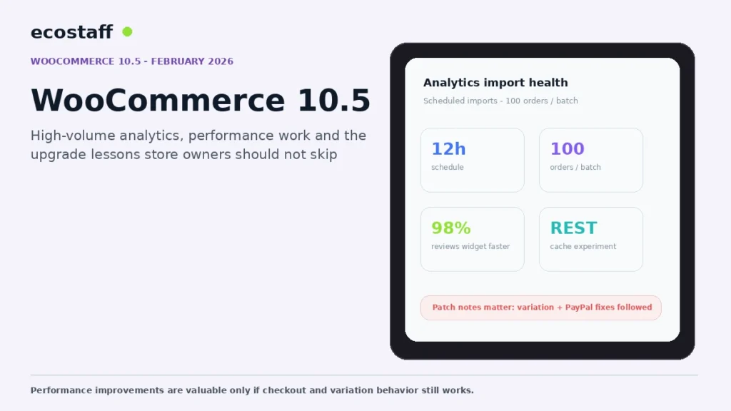 WooCommerce 10.5 analytics performance dashboard