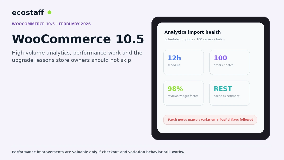 WooCommerce 10.5 analytics performance dashboard