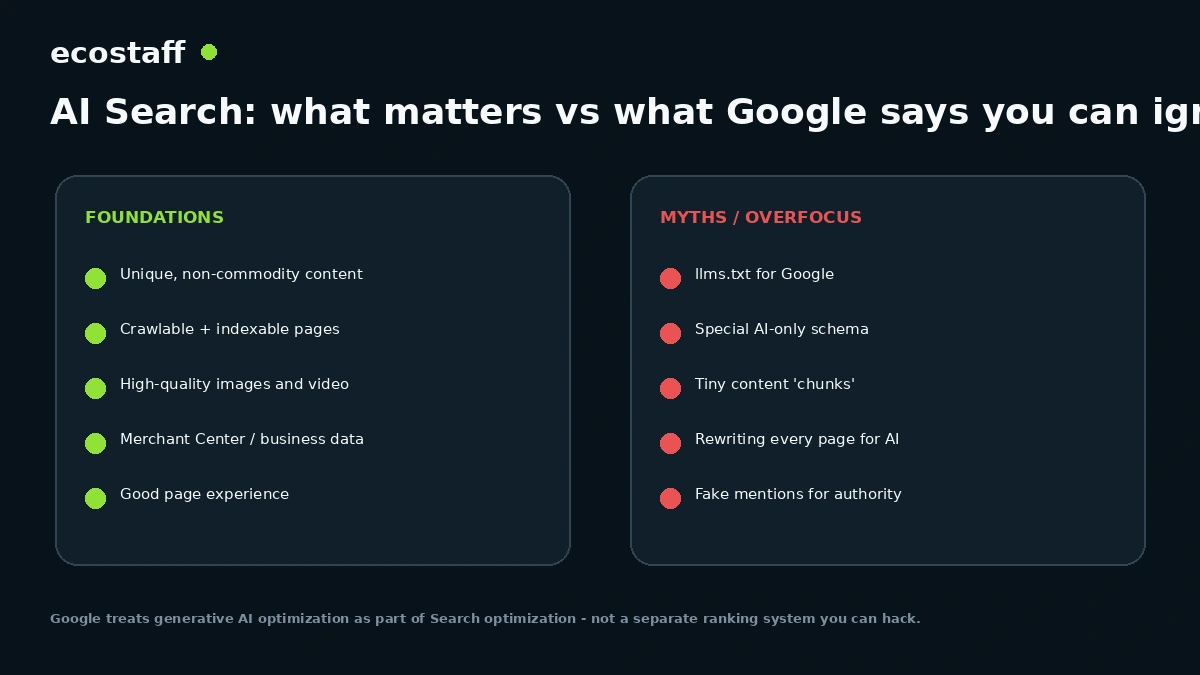 Google AI Search optimization foundations versus GEO myths